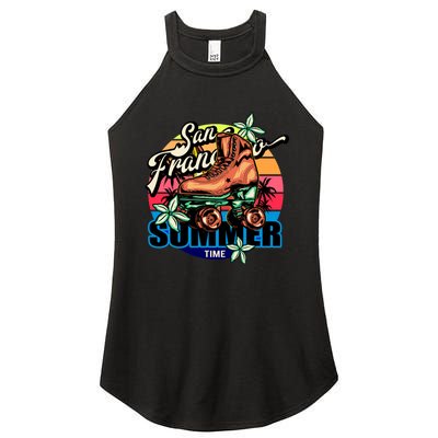 San Francisco Retro Roller Skates Women's Perfect Tri Rocker Tank