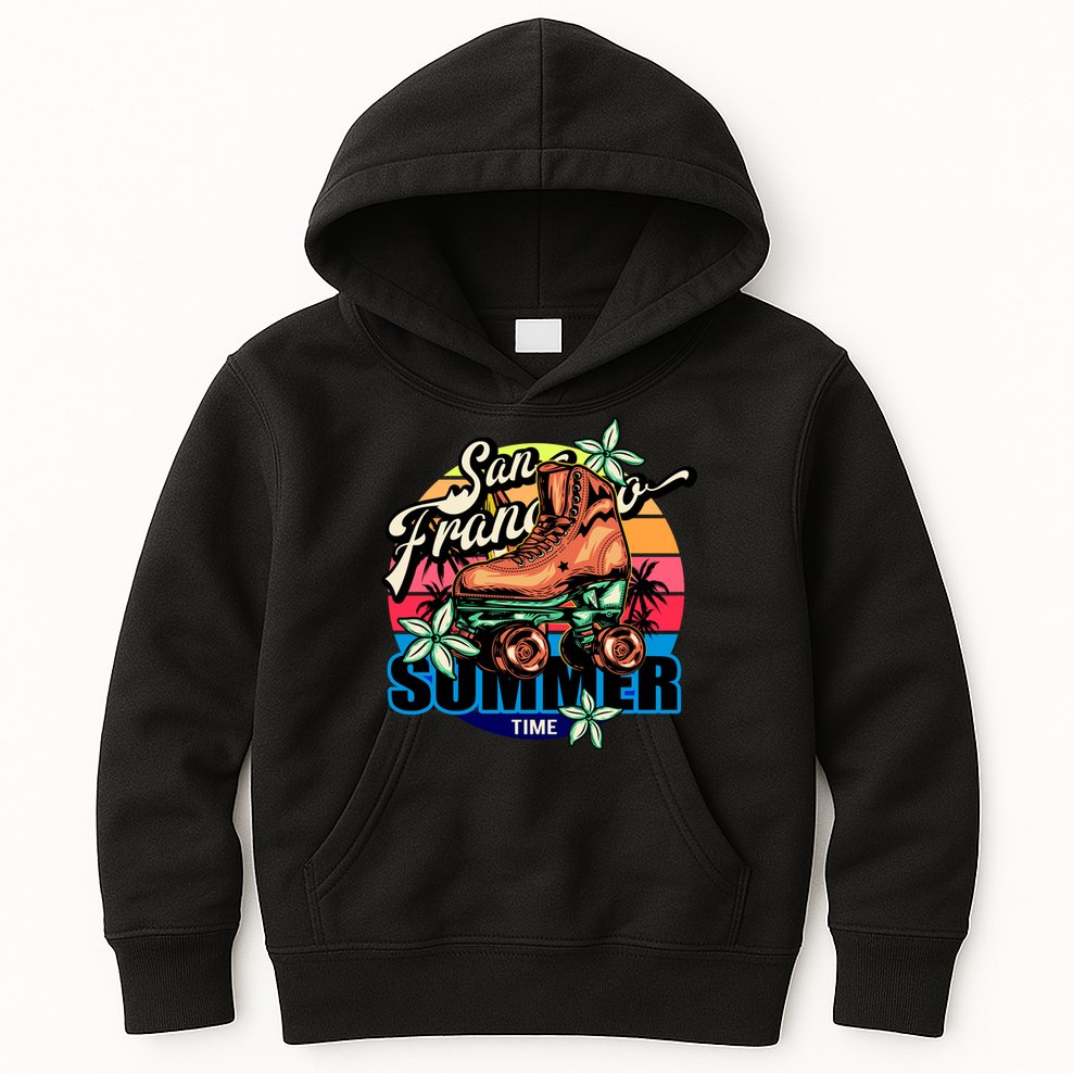 San Francisco Retro Roller Skates Kids Hoodie