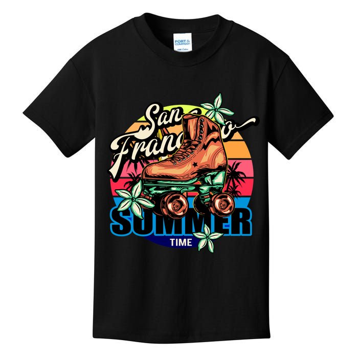 San Francisco Retro Roller Skates Kids T-Shirt
