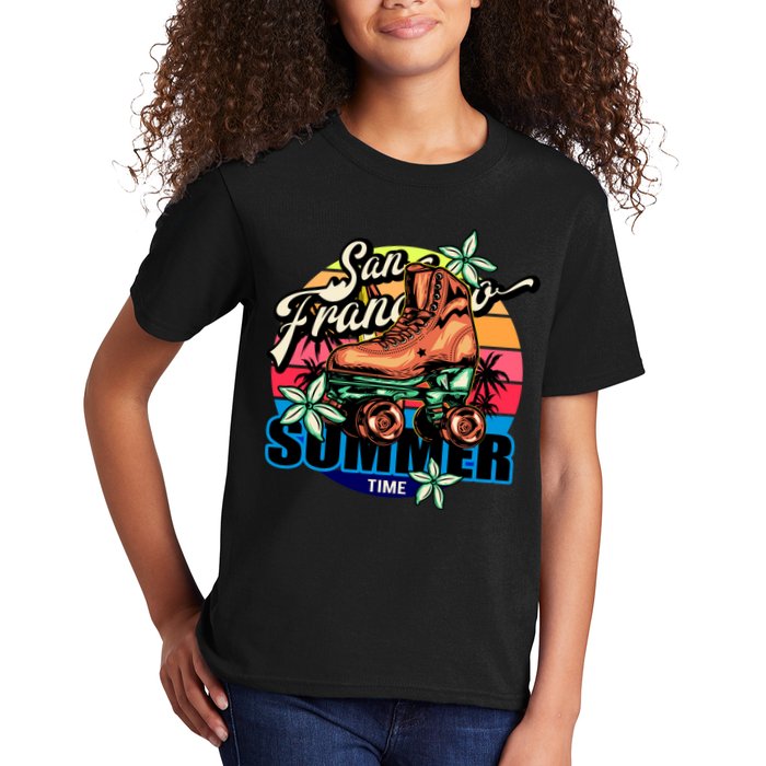 San Francisco Retro Roller Skates Kids T-Shirt