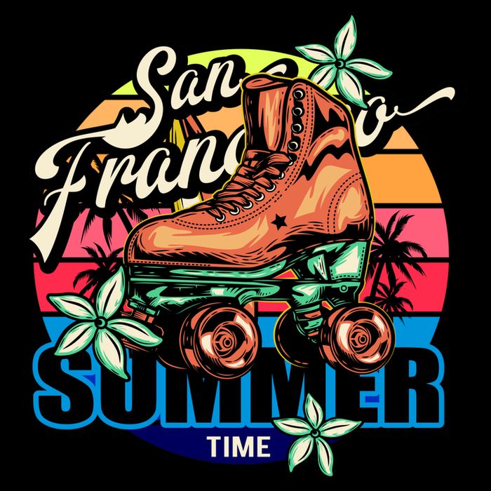 San Francisco Retro Roller Skates Kids T-Shirt