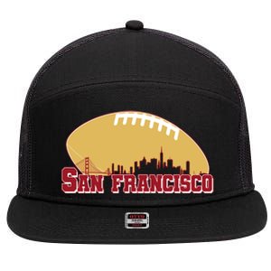 San Francisco Skyline Football Sports Fan 7 Panel Mesh Trucker Snapback Hat