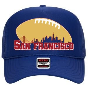 San Francisco Skyline Football Sports Fan High Crown Mesh Back Trucker Hat