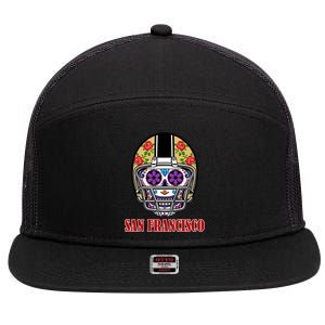 San Francisco Sugar Skull Football Fan 7 Panel Mesh Trucker Snapback Hat