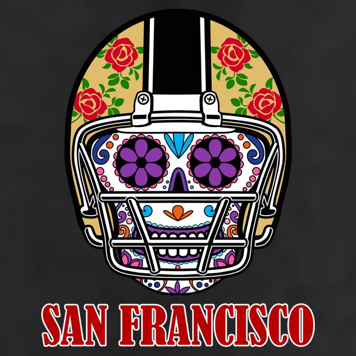 San Francisco Sugar Skull Football Fan 7 Panel Mesh Trucker Snapback Hat