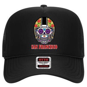 San Francisco Sugar Skull Football Fan High Crown Mesh Back Trucker Hat