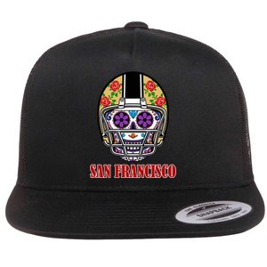 San Francisco Sugar Skull Football Fan Flat Bill Trucker Hat