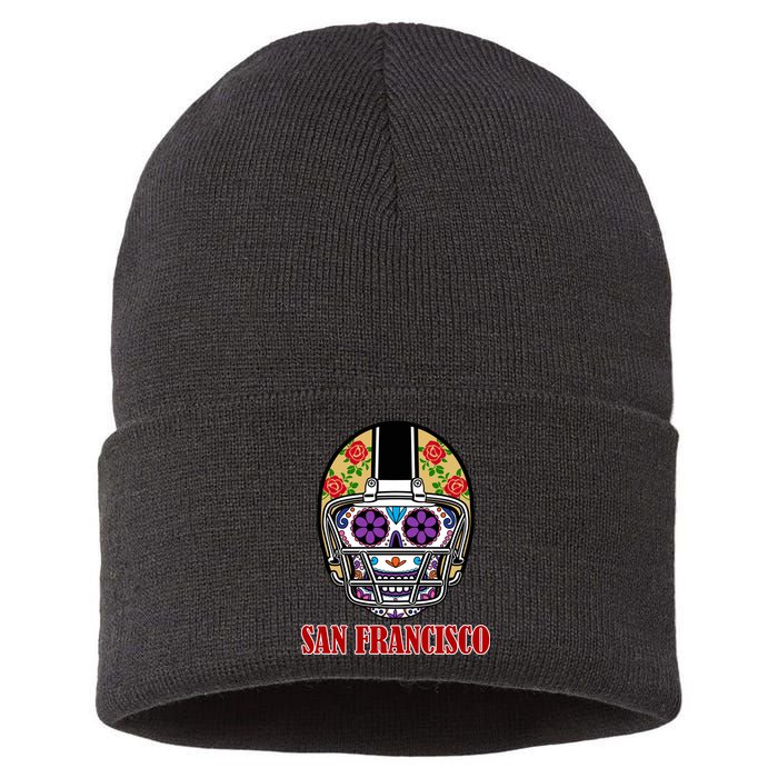 San Francisco Sugar Skull Football Fan Sustainable Knit Beanie