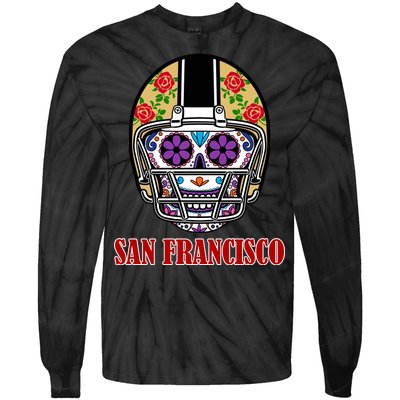 San Francisco Sugar Skull Football Fan Tie-Dye Long Sleeve Shirt