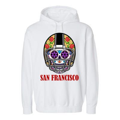 San Francisco Sugar Skull Football Fan Garment-Dyed Fleece Hoodie