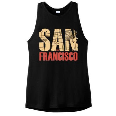 San Francisco Vintage Emblem Ladies PosiCharge Tri-Blend Wicking Tank