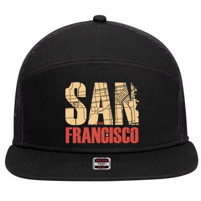 San Francisco Vintage Emblem 7 Panel Mesh Trucker Snapback Hat