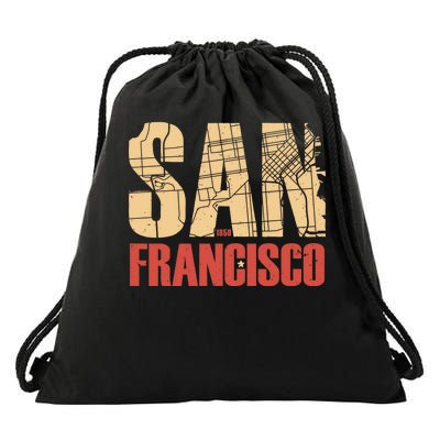 San Francisco Vintage Emblem Drawstring Bag