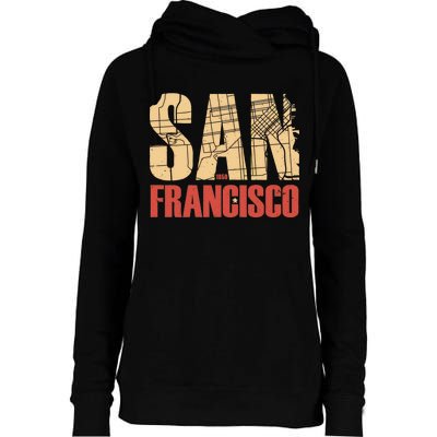 San Francisco Vintage Emblem Womens Funnel Neck Pullover Hood