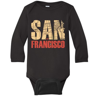 San Francisco Vintage Emblem Baby Long Sleeve Bodysuit