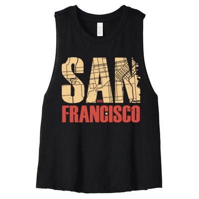 San Francisco Vintage Emblem Women's Racerback Cropped Tank