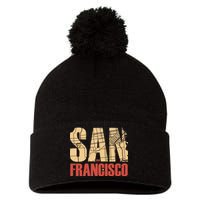 San Francisco Vintage Emblem Pom Pom 12in Knit Beanie