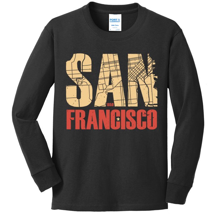 San Francisco Vintage Emblem Kids Long Sleeve Shirt