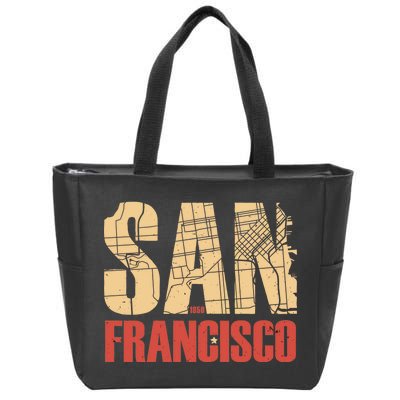 San Francisco Vintage Emblem Zip Tote Bag