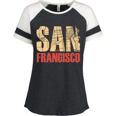 San Francisco Vintage Emblem Enza Ladies Jersey Colorblock Tee