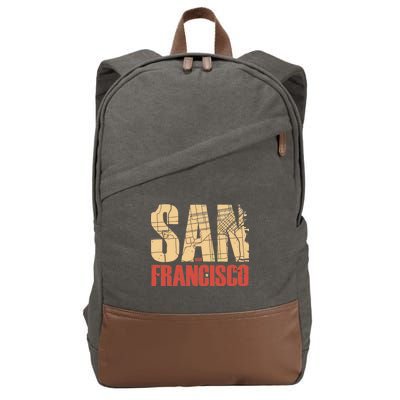 San Francisco Vintage Emblem Cotton Canvas Backpack