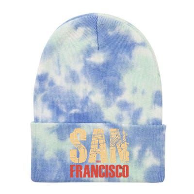 San Francisco Vintage Emblem Tie Dye 12in Knit Beanie