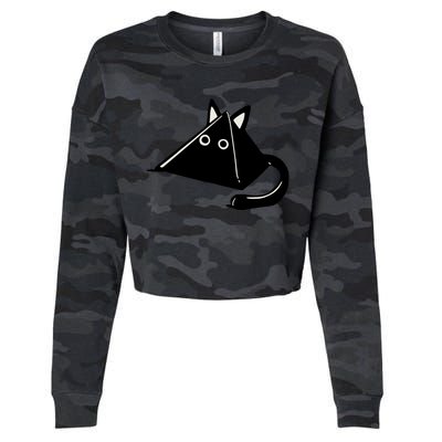 Subtle Anime Nichijou Pyramid Cat White Highlight Version Cropped Pullover Crew