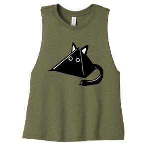 Subtle Anime Nichijou Pyramid Cat White Highlight Version Women's Racerback Cropped Tank