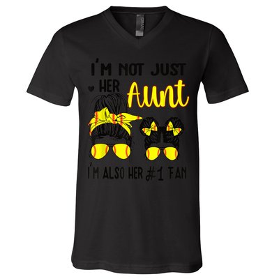Softball Aunt Niece Fan Baseball Softball Auntie V-Neck T-Shirt