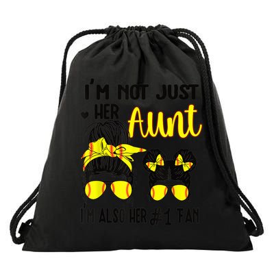 Softball Aunt Niece Fan Baseball Softball Auntie Drawstring Bag