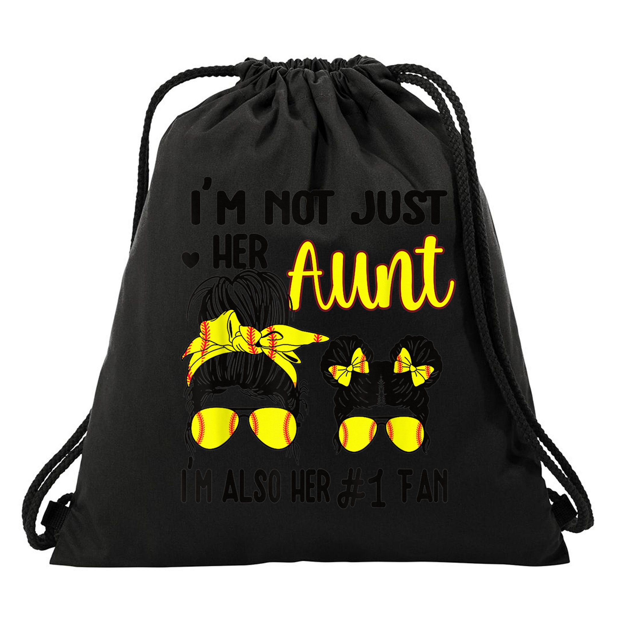 Softball Aunt Niece Fan Baseball Softball Auntie Drawstring Bag
