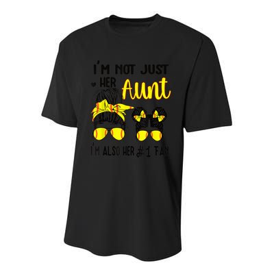 Softball Aunt Niece Fan Baseball Softball Auntie Youth Performance Sprint T-Shirt