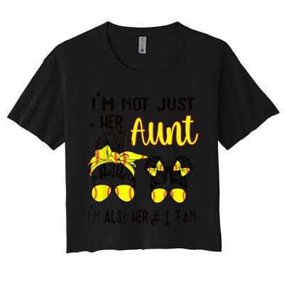 Softball Aunt Niece Fan Baseball Softball Auntie Women's Crop Top Tee