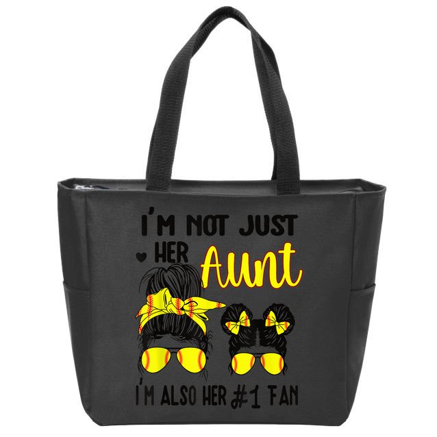 Softball Aunt Niece Fan Baseball Softball Auntie Zip Tote Bag