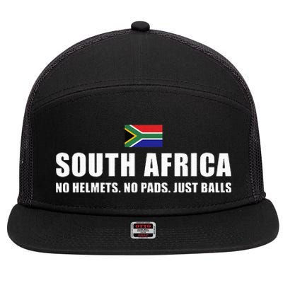 South Africa No Helmets No Pads Just Balls South Africa Rugb 7 Panel Mesh Trucker Snapback Hat