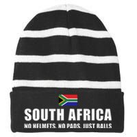 South Africa No Helmets No Pads Just Balls South Africa Rugb Striped Beanie with Solid Band