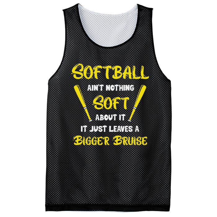 Softball AinT Nothing Soft About It Funny Softball Player Mesh Reversible Basketball Jersey Tank