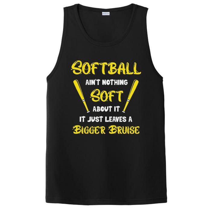 Softball AinT Nothing Soft About It Funny Softball Player PosiCharge Competitor Tank