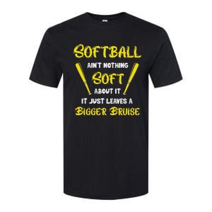 Softball AinT Nothing Soft About It Funny Softball Player Softstyle CVC T-Shirt