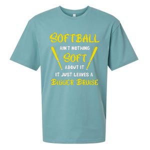 Softball AinT Nothing Soft About It Funny Softball Player Sueded Cloud Jersey T-Shirt