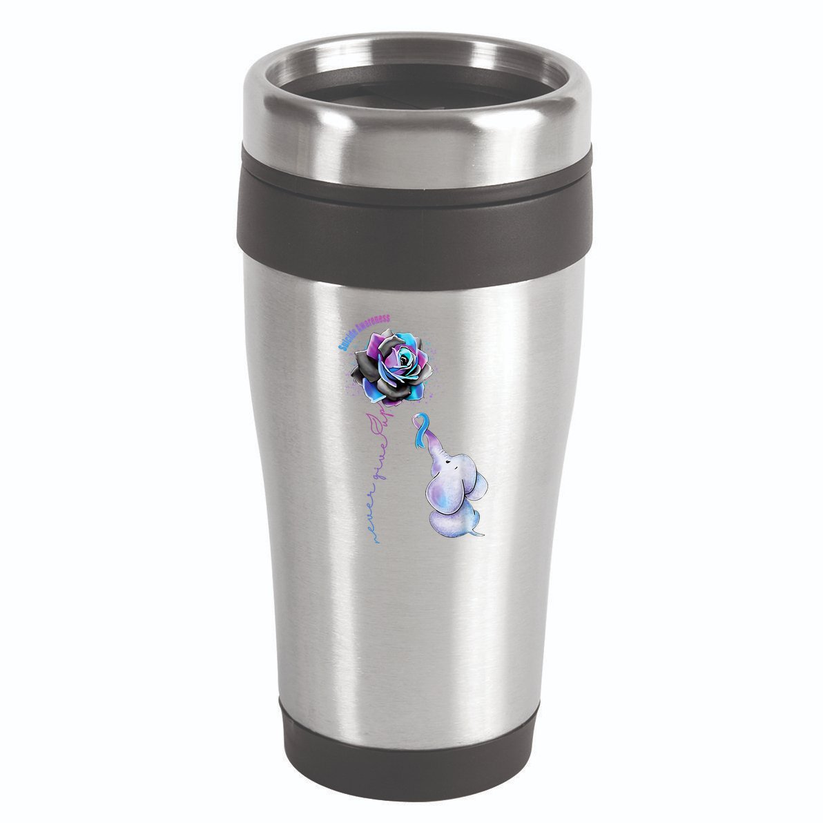 Suicide Awareness Never Give Up Elephant 16oz Travel Tumbler