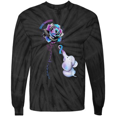 Suicide Awareness Never Give Up Elephant Tie-Dye Long Sleeve Shirt