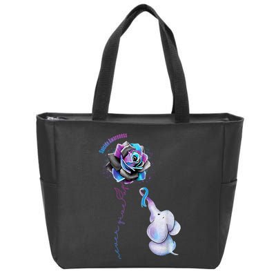 Suicide Awareness Never Give Up Elephant Zip Tote Bag