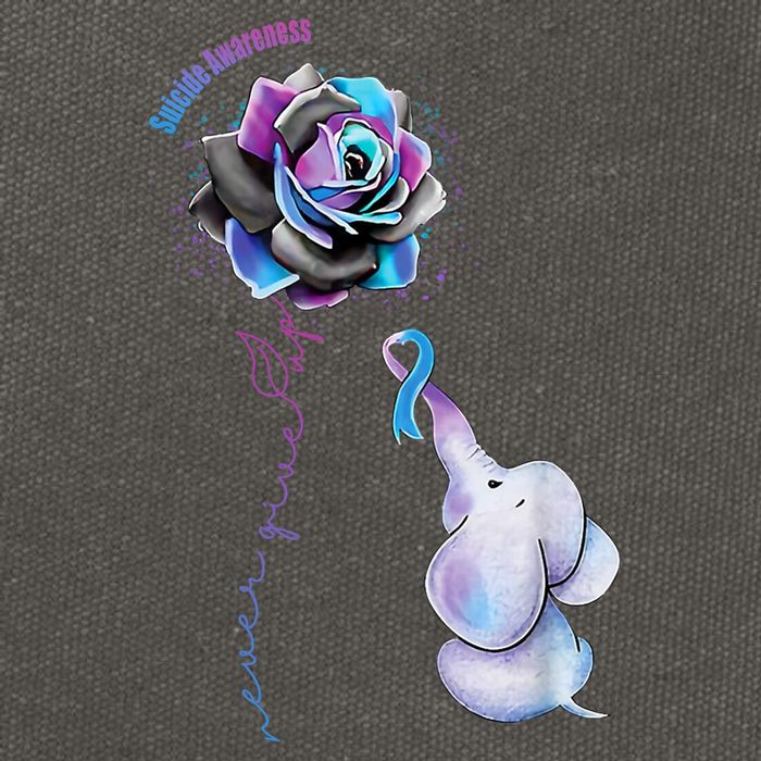 Suicide Awareness Never Give Up Elephant Cotton Canvas Backpack