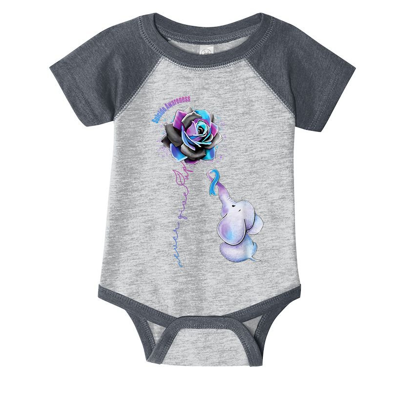 Suicide Awareness Never Give Up Elephant Infant Baby Jersey Bodysuit