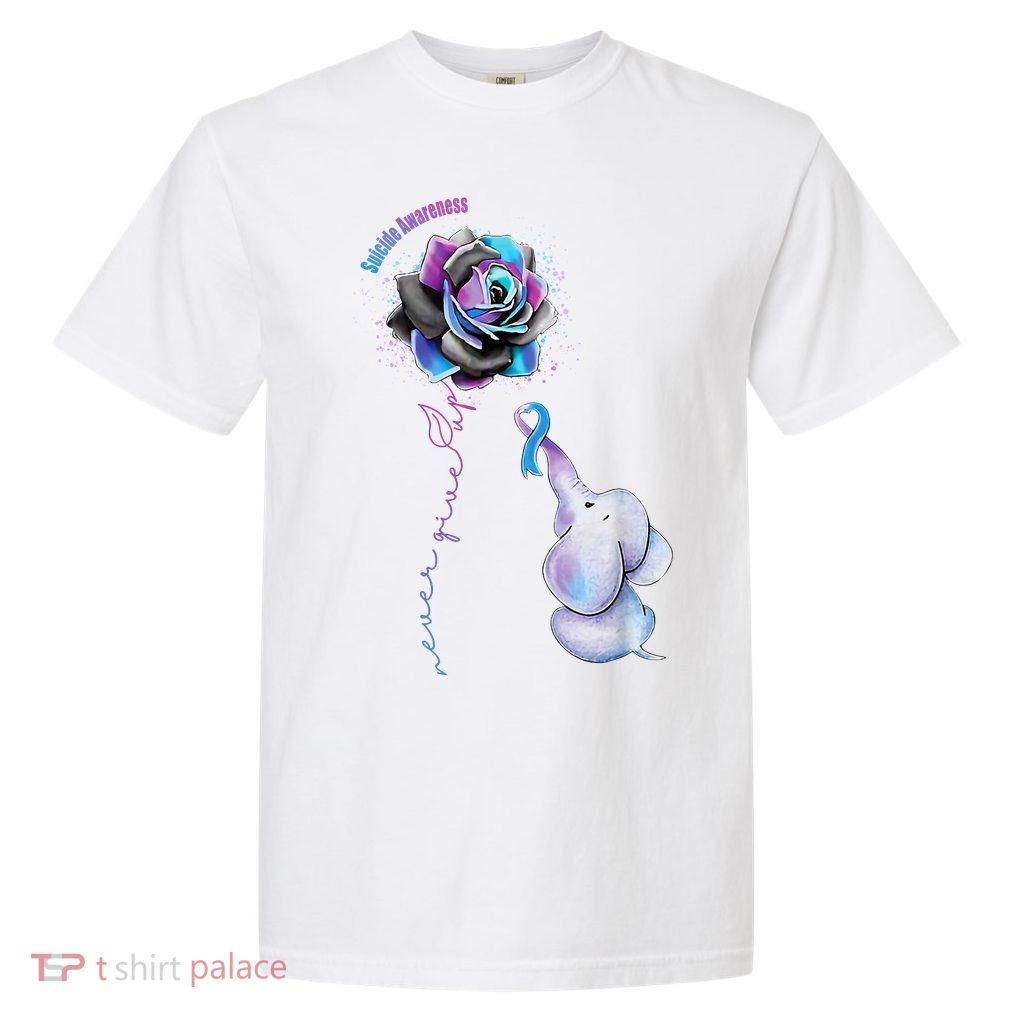 Suicide Awareness Never Give Up Elephant Garment-Dyed Heavyweight T-Shirt
