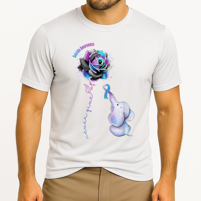 Suicide Awareness Never Give Up Elephant Performance Shirt