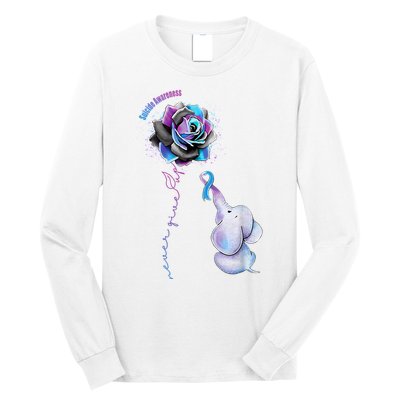 Suicide Awareness Never Give Up Elephant Long Sleeve Shirt
