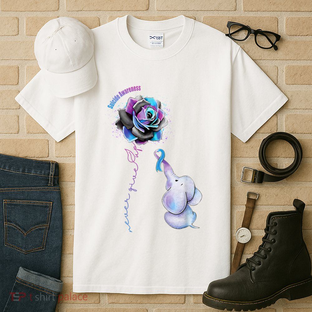 Suicide Awareness Never Give Up Elephant Tall T-Shirt