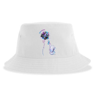 Suicide Awareness Never Give Up Elephant Sustainable Bucket Hat